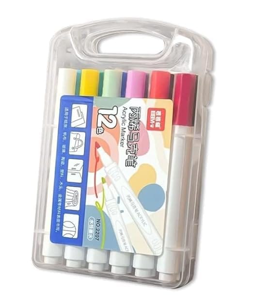 Markers Art Markers Set Drawing Markers Colour Acrylic Paint Marker Pens Water-Based Medium Point Permanent for Rocks Painting, Ceramic, Glass, Wood, Fabric, Canvas, Mugs