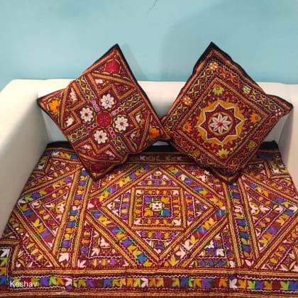 Khamma Ghani Stylish Rajkoti Brown Sofa Cover