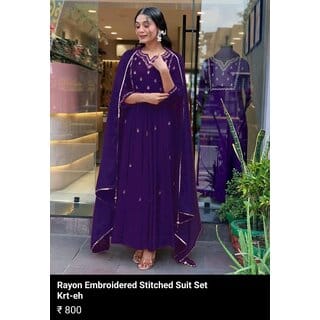 Women's Rayon Viscose Embroidered Lahariya Kurta with Palazzo  Dupatta Set