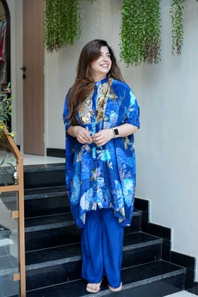 Jeenah Blue Printed Cord Set-M