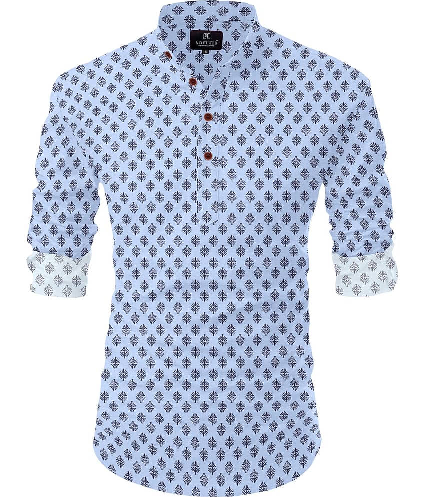 Nofilter Blue Cotton Blend Men's Regular Kurta ( Pack of 1 )