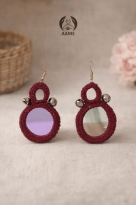 Handmade Jute Crochet Mirror Earrings