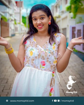 Ethereal Bloom Wrap Dress- Dobby Rayon White Wrap Model Dress with Floral Net Design - Half Sleeve