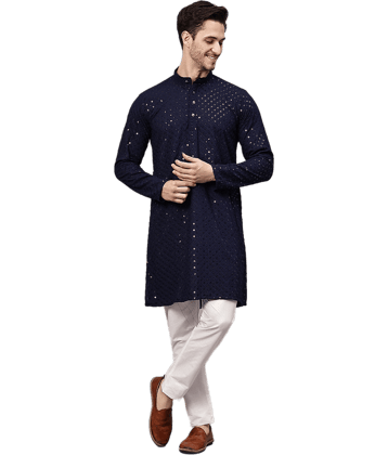 Yugnik Purple Sequin Regular Fit Men's Kurta Pyjama Set ( Pack of 1 )