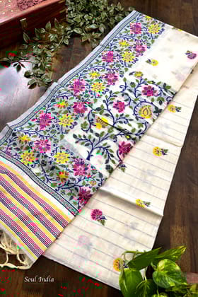 Jamdani sari with all over work and exquisite Pallu