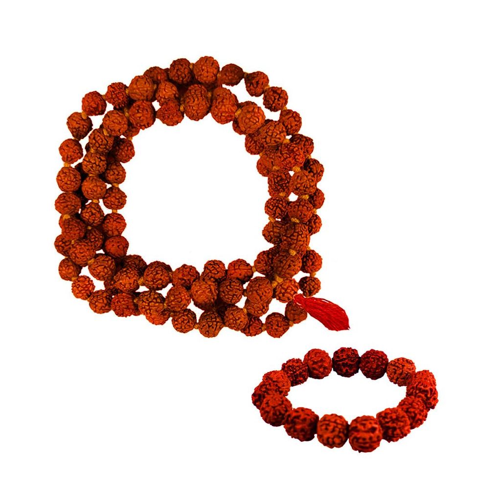 MAYAPURI Rudraksh Japa Mala 108+1 Beads With Rudraksh Bracelet Combo Pack for Daily Mantra Jaap - Pooja Needs | Buy online on ZillyBuy
