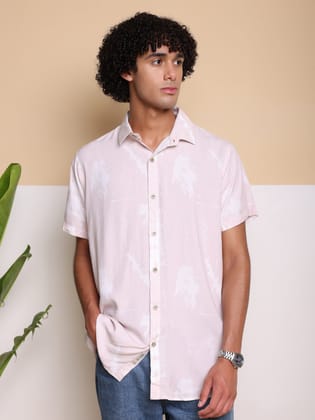 pink HALF CASUAL PRINTED COTTON SHIRT REGULAR FIT FOR MEN-S