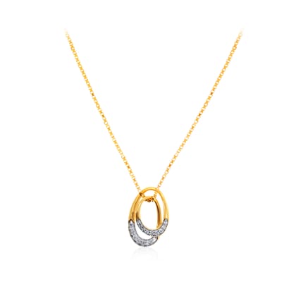 Senco Gold Spiral Curves Diamond Chain Pendant (4 gram / 0.12 Ct / HI-SI / 14K Yellow Gold)