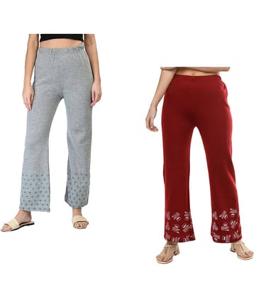 IndiWeaves Pack of 2 Woollen Straight Women's Palazzos ( Multicolor )