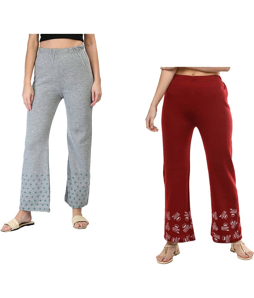 IndiWeaves Pack of 2 Woollen Straight Women's Palazzos ( Multicolor )