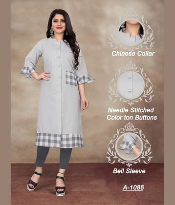 Lerkiza - Light Grey Cotton Blend Women's Straight Kurti ( Pack of 1 )