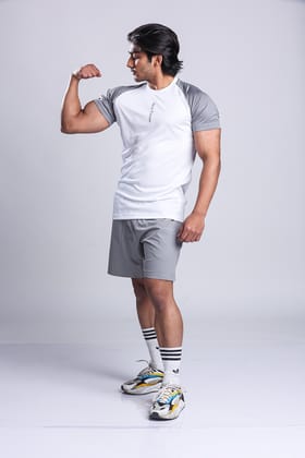 Active Two-tone T-shirt- White/Grey-XXL