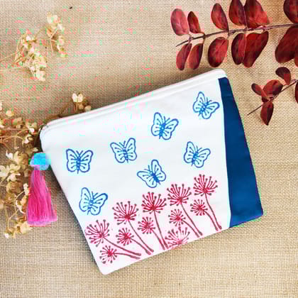 Blue Butterfly Canvas Pouch