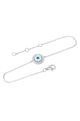 Halo Evil Eye Sterling Silver Chain Bracelet-Silver / 6 inches adjustable upto 8 inches