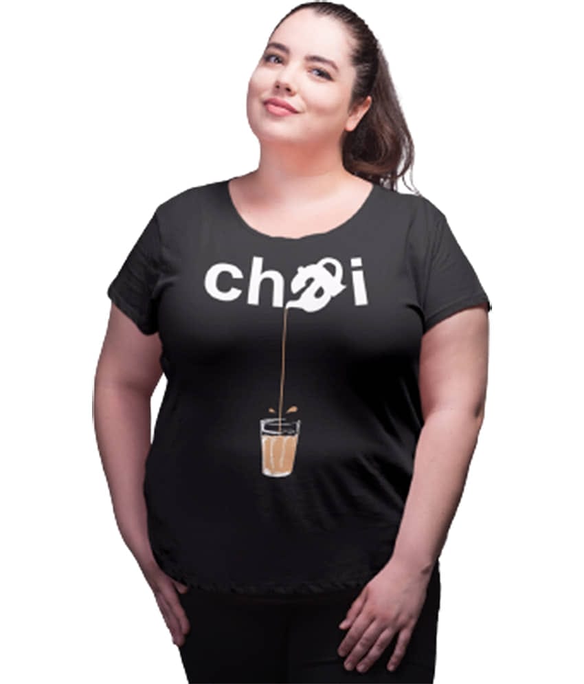 Neo Garments Women Cotton Printed Regular Fit Round Neck T-Shirt ( Black )