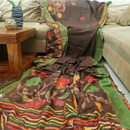 AWESOME LINEN COTTON PRINTED SAREE - 1861