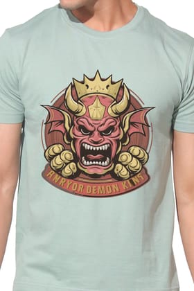 Kinnko Premium Cotton Mens Pistachio Green Printed T-Shirt