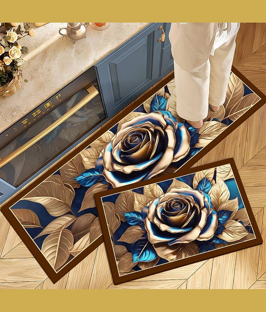mahek accessories Set of 2 Anti-skid Rubber Door Mat ( 40 X 60 cm ) Assorted