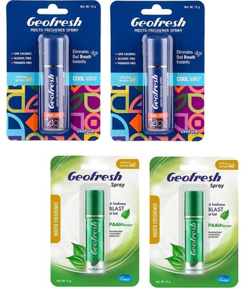 Leeford Breath Freshener Spray Assorted 15 g Pack of 4