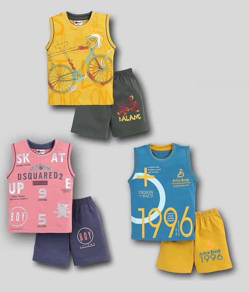 Mars Infiniti Pack of 3 Unisex for Baby Cotton T-Shirt & Shorts ( Multicolor )