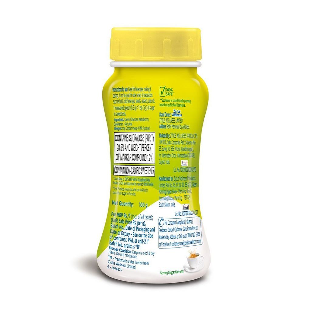 Sugar Free Natura, 100g Jar | Equivalent to Sweetness from 1Kg Sugar |100% Safe| Scientifically Proven & Tested|Sweet like Sugar but with zero calories|