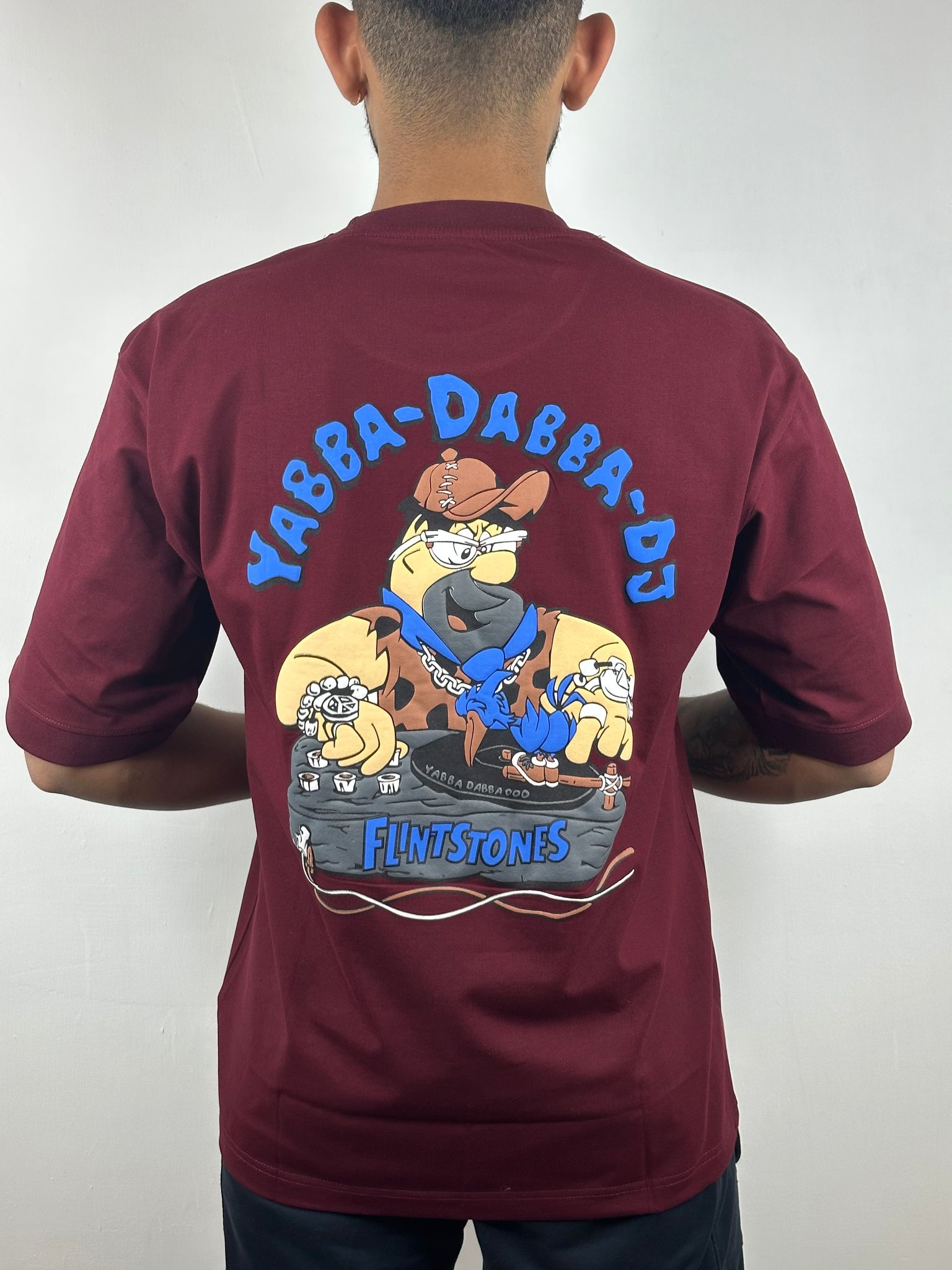 Colorful FLINTSTONES Oversized T-Shirts: Wine: Sophisticated Elegance-S / Cotton / Wine