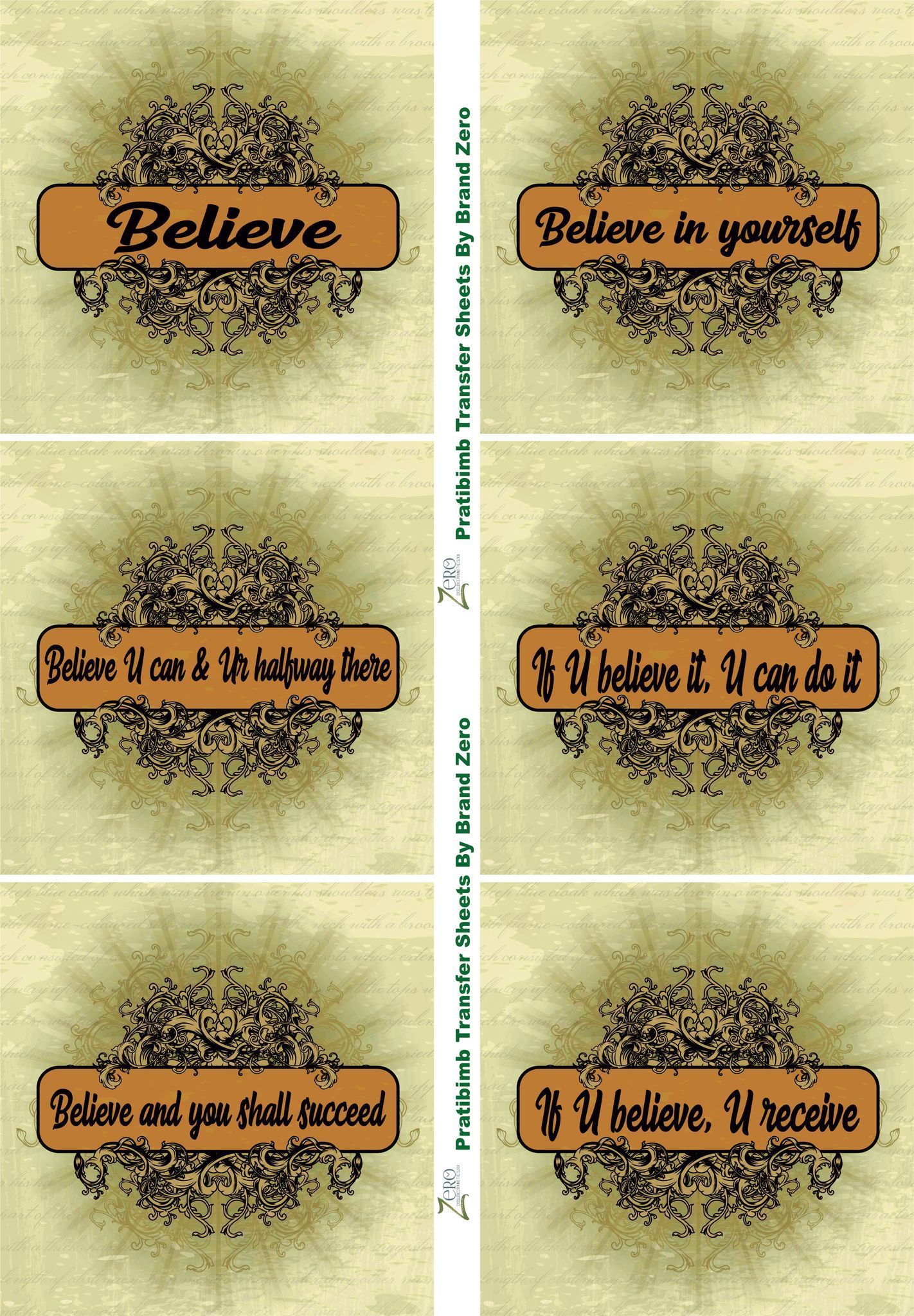 Brand Zero Pratibimb Transfer Sheets - Believe