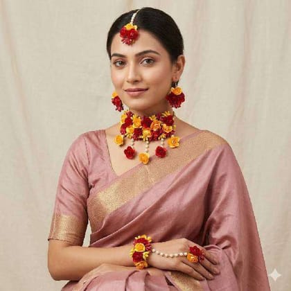 Haldi flower jewellery set