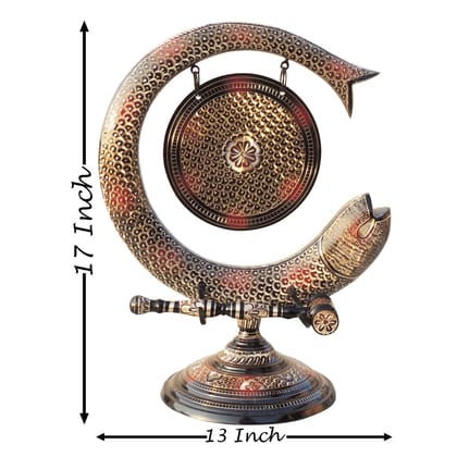Brass Handcrafted Fish Bell – Home Decor Dinner & Puja Bell, Height : 17 Inch (ANMAS172 B)