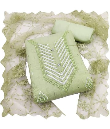 Sidhidata - Unstitched Mint Green Chanderi Dress Material ( Pack of 1 )