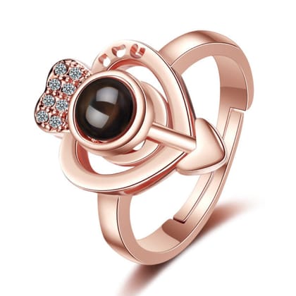 I LOVE YOU IN 100 LANGUAGES HEART RING-Rose Gold