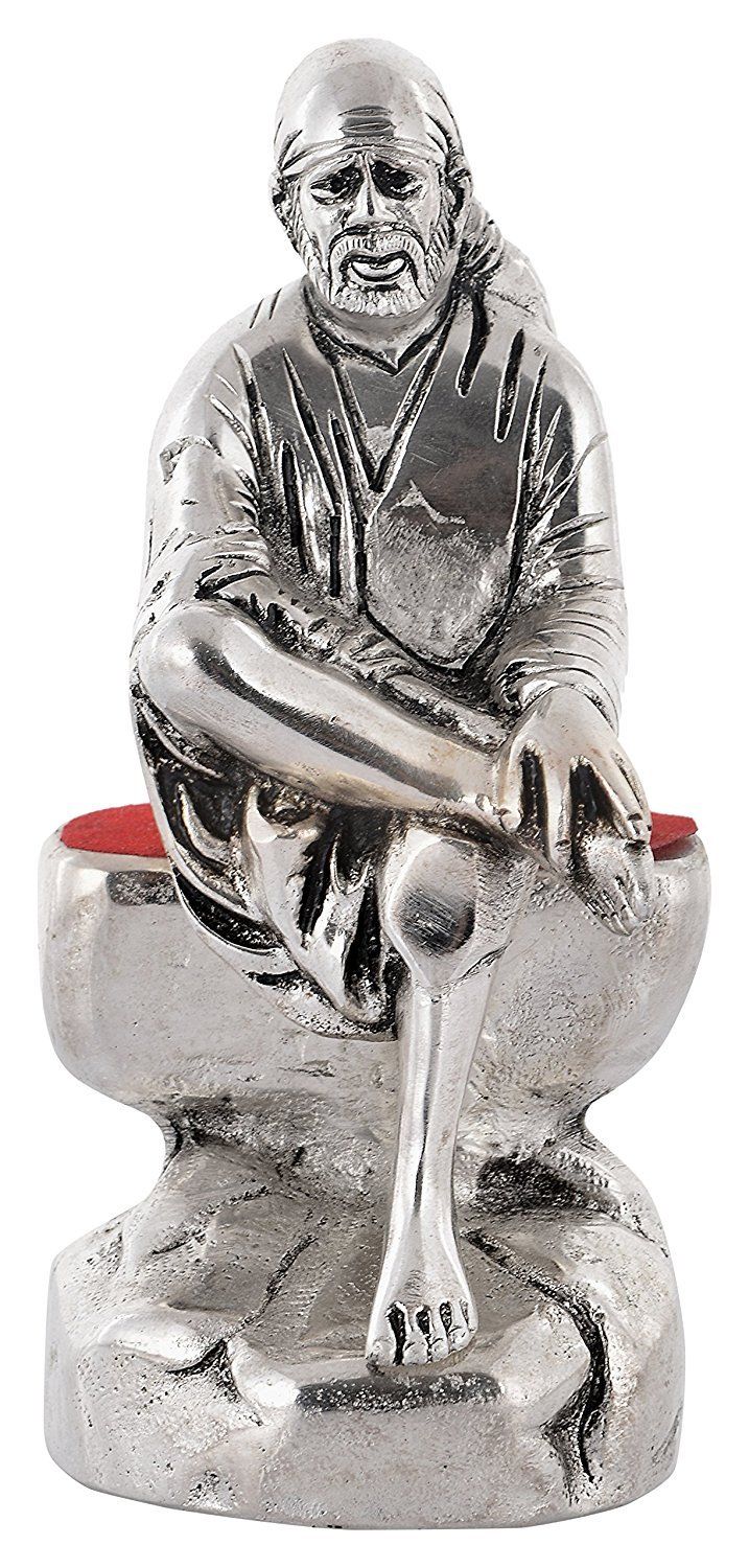 DreamKraft Metal Sai Baba Showpiece Idol (16x8x7 cm_ Silver)