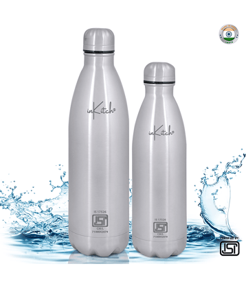 inKitch Double Walled Vacuum Silver Thermosteel Flask ( 1500 ml ) - Pack of 2