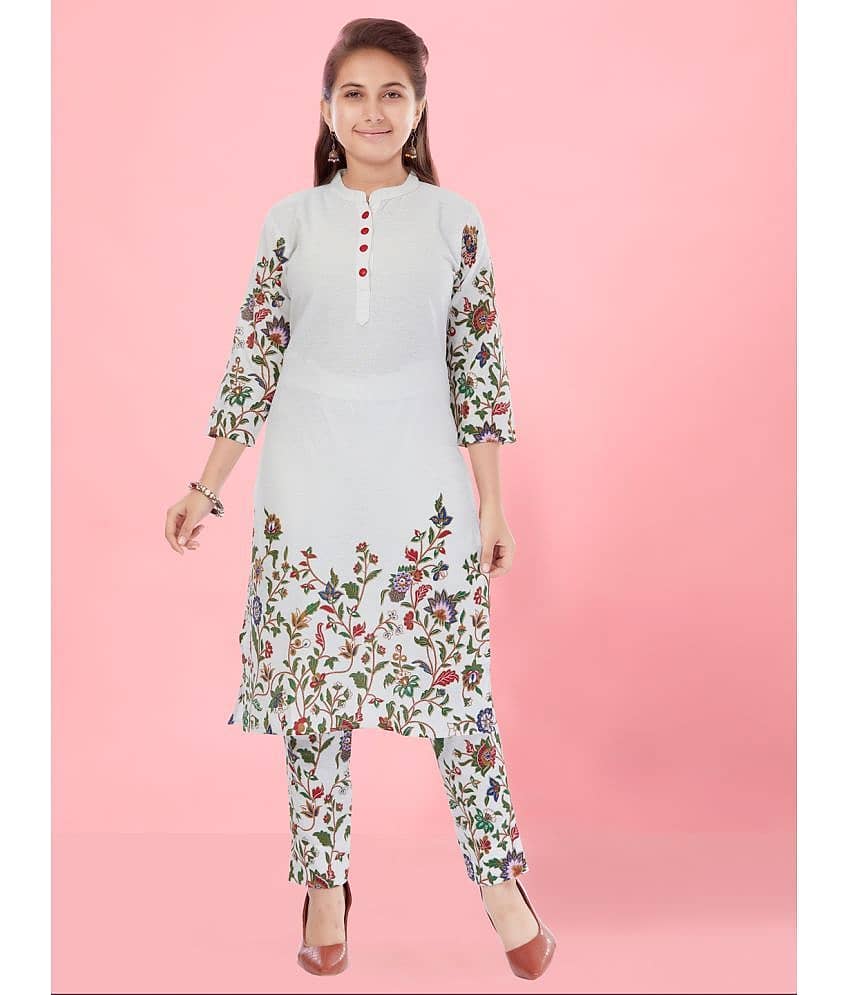 Aarika Girls Cotton Kurta and Pant Set ( Pack of 1 , White )