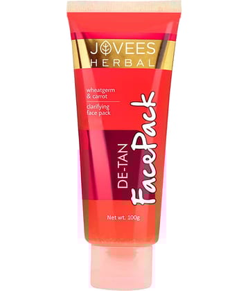 Jovees Herbal De-Tan Face Pack For Tan Removal, Skin Brighten For All Skin Types, 100gm (Pack of 1)