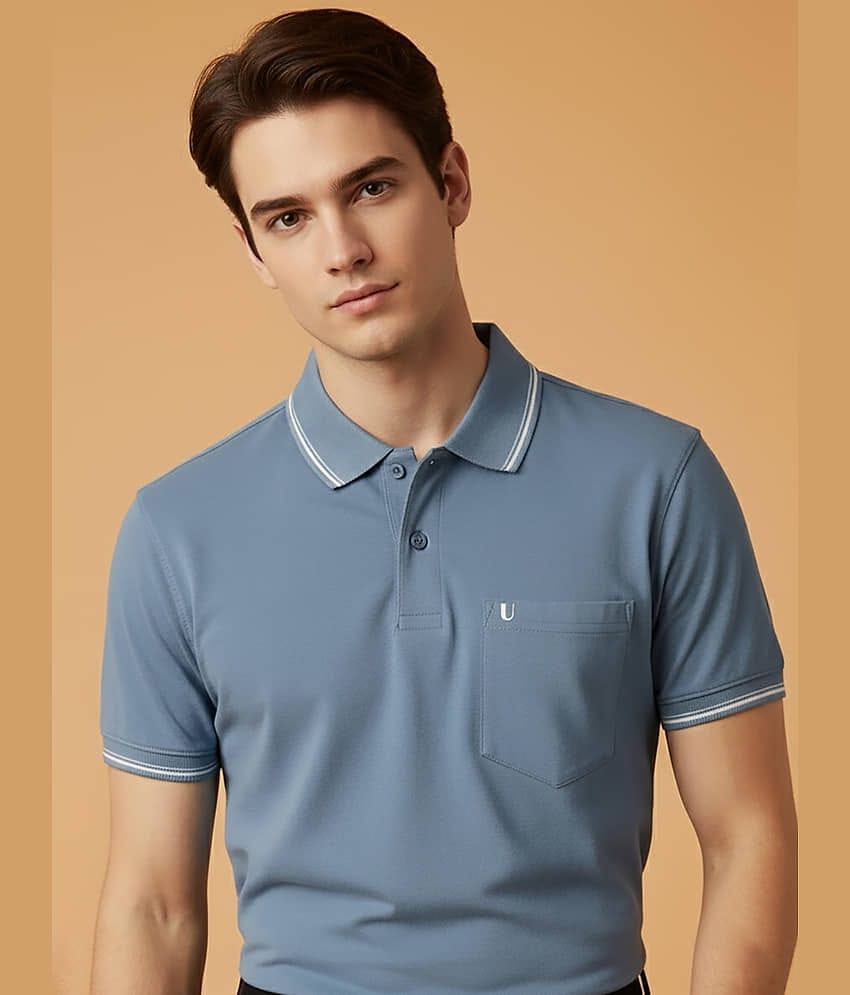 UNIBERRY Men Cotton Blend Regular Fit Solid Polo T Shirt ( Grey )