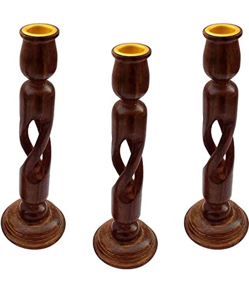 SWH Table Top Wood Tea Light Holder - Pack of 3