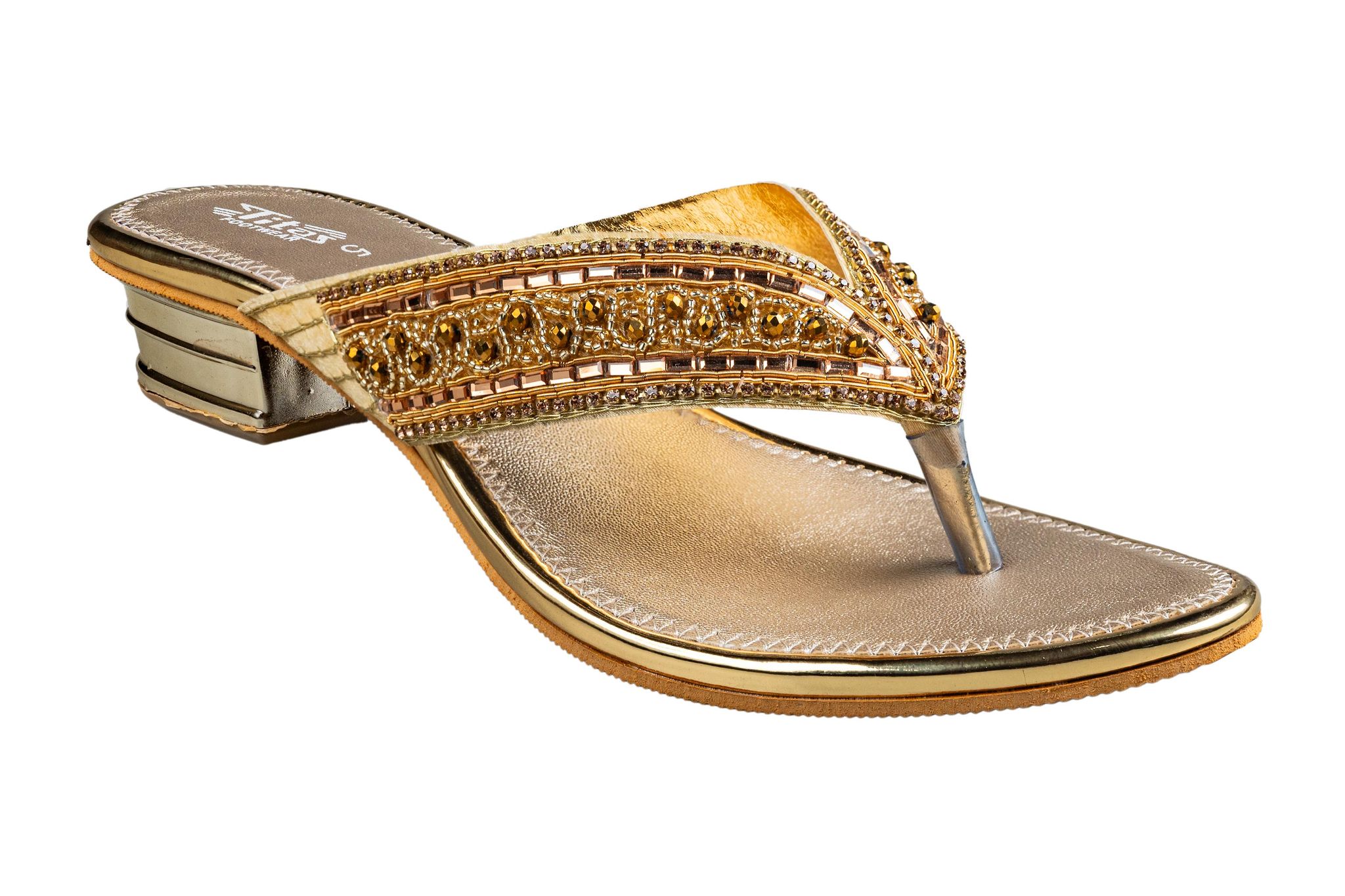 Titas Ladies Golden Wedding Chappal-Golden / 4