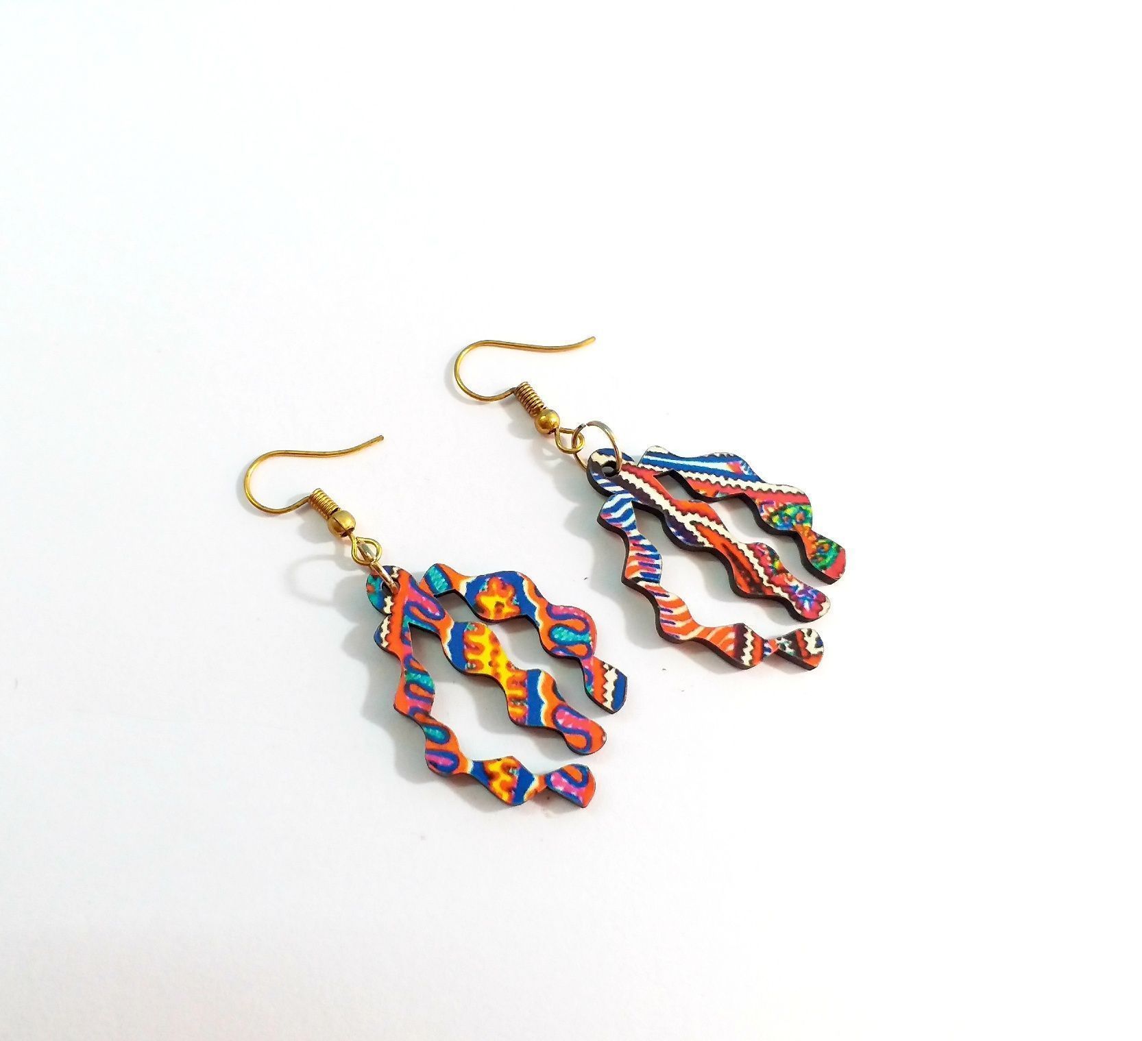 Artwork Wooden Earrings - Zig Zag in assorted Artworks