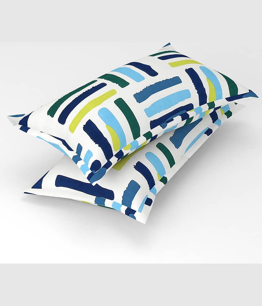 gharsaaz - Pack of 2 Poly Cotton Abstract Printed Standard Size Pillow Cover ( 68.58 cm(27) x 43.18 cm(17) ) - Multi-Colour
