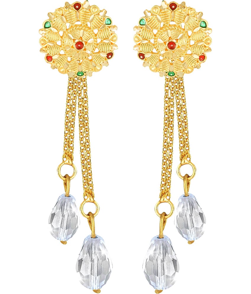 Vighnaharta Golden Drop Earrings ( Pack of 1 )