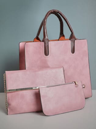 Rose Pink Tote Bag Set-Hobo Bag