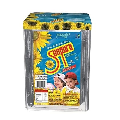 Sunpure Refined - Sunflower Oil, 15 kg Tin