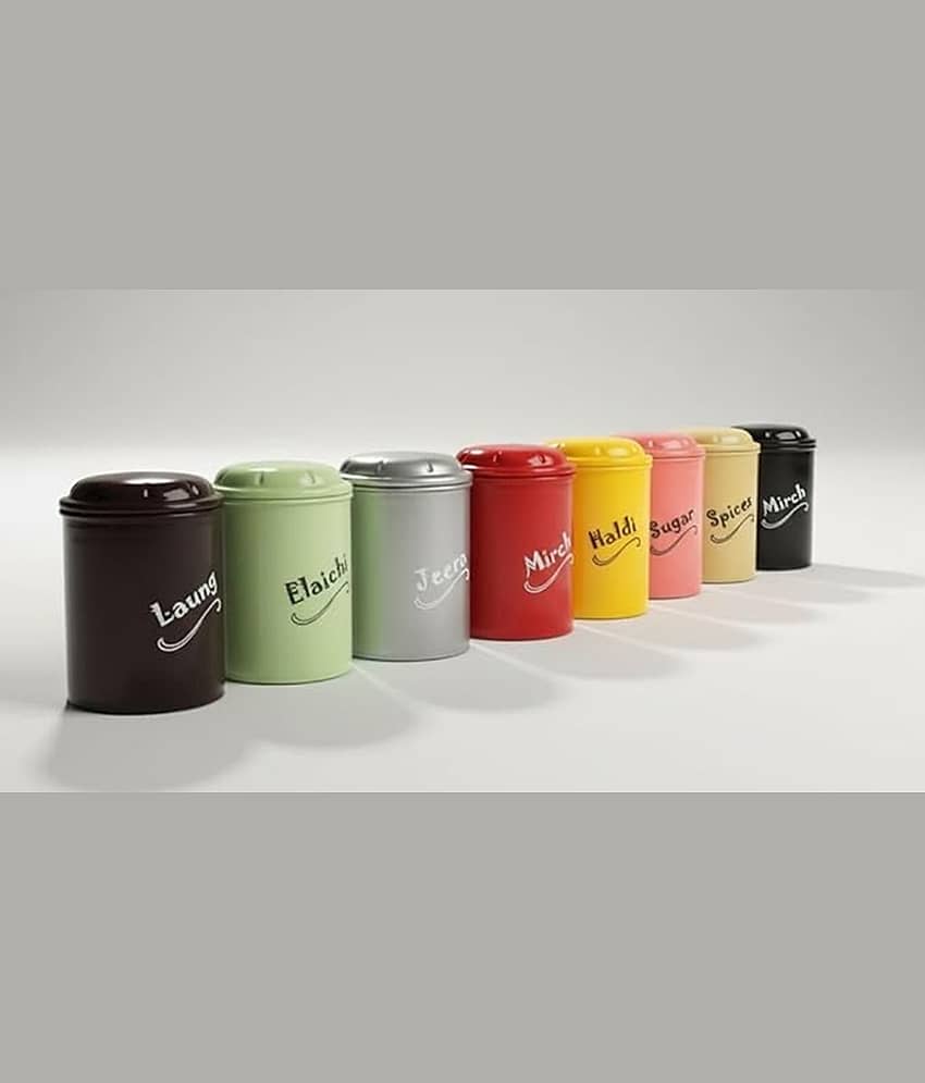 analog kichenware Tea/Masala/Condiment Plastic Multicolor Spice Container ( Set of 8 )