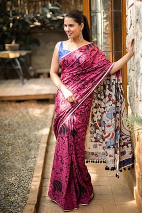 Delightful Light Red Color Linen Digital Printed Sari 1041