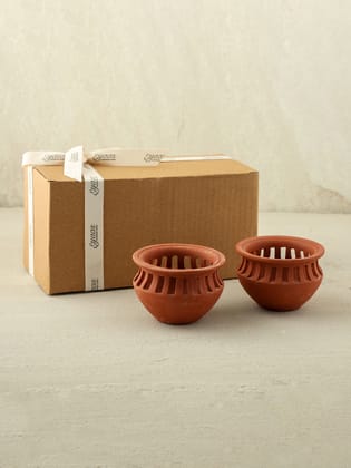 Clay Matka Diya - Set of 2-3Inches x 2Inches / Terracotta / Natural Clay / Earth / Terracotta
