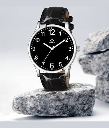 Septem Black Leather Analog Men's Watch