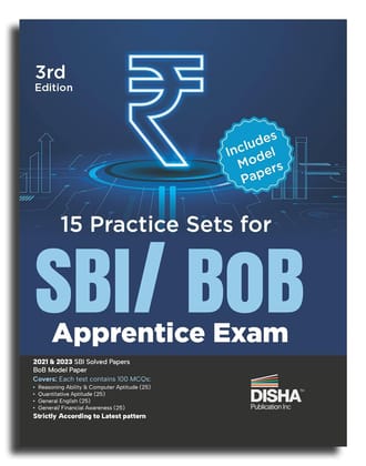 15 Practice Sets for SBI/ BoB Apprentice Exam 3rd Edition | 2021 & 2023 State Bank of India Solved Papers| Bank of Baroda Model Paper