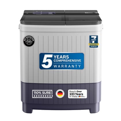 Bosch 8 kg 5 Star Semi-Automatic Top Loading Washing Machine (2025 Model, WJP802L0IN, 3 Wash Programs, Anti-Rust Body, 1300 RPM Spin Speed, Peacock Blue, 2 Years Comprehensive Warranty) Bosch 8 kg 5 Star Semi-Automatic Top Loading Washing Machine (2025 M