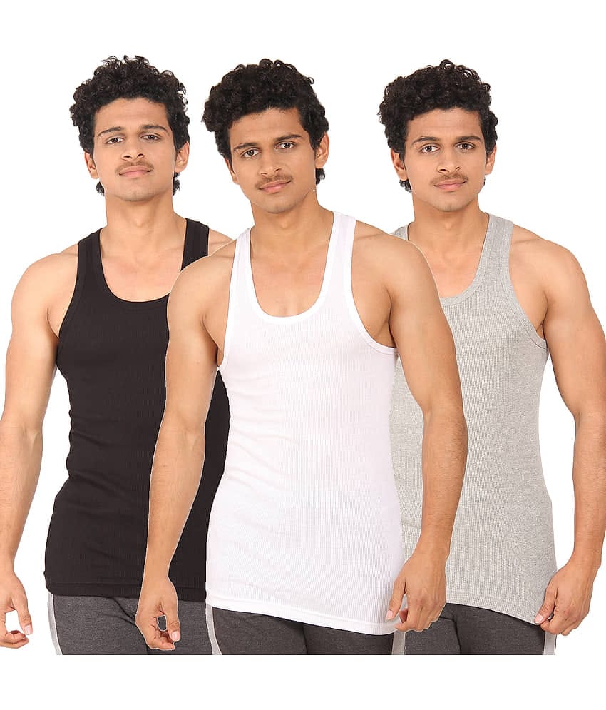 TT Pack of 3 Cotton Blend Sleeveless Vest For Men ( Multi )
